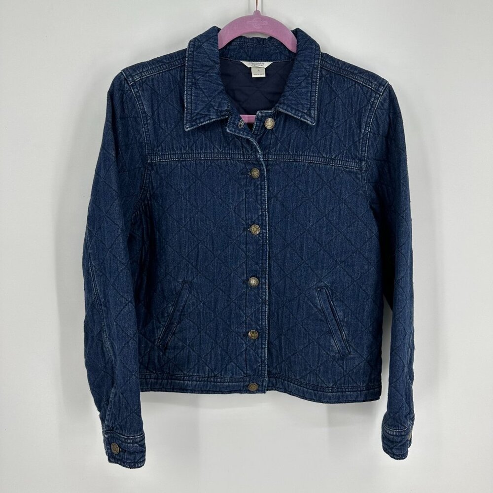 Christopher & Banks Denim Jean‎ Jacket Womens S Quilted Button Down Cotton Blue